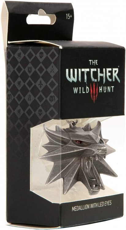 Медальйон 3D Відьмак Witcher Wild Hunt LED Medallion кулон Геральта з підсвічуванням очей